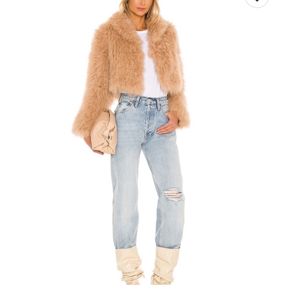 Bubbish London jacket NWT S. Caramel, super cute& cozy,real fur bought @revolve - Picture 4 of 4